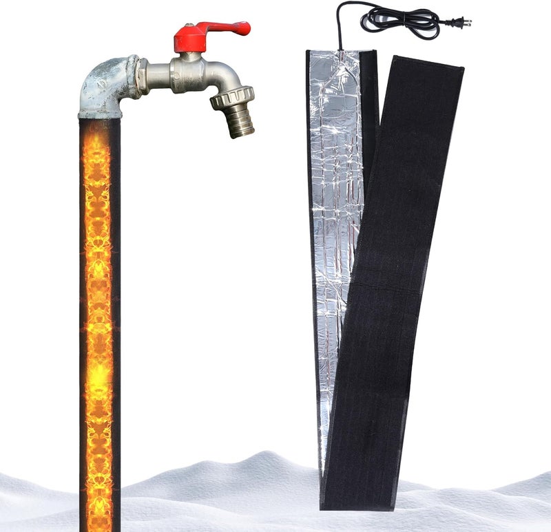 Lecritque Water Pipe Heat Blanket 78.7” x 6.3” with 4.9 ft Power Cord, 110V, Max Temp 65˚, Aluminum Foil Freeze for Metal & Plastic Pipes Freeze Protection - Image 1